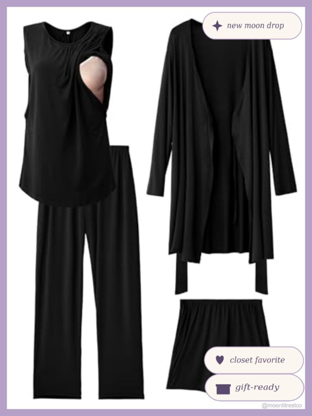 4 Pc Nursing Pajamas Set Maternity Robe Breastfeeding Postpartum Sleepwear
